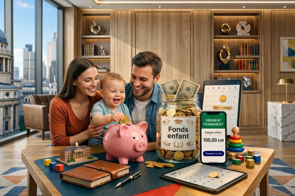 Famille construisant le fonds épargne de leur enfant avec Plan Liberté Enfant